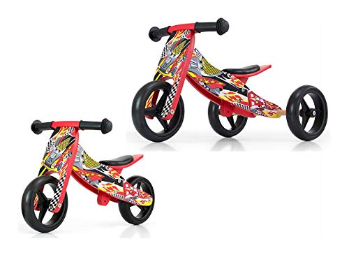 Milly Mally Jake Cars - Triciclo 2 in 1, in legno, colore: Rosso