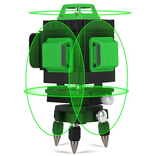 Livella laser Autolivellante, 4 X 360° Laser a Croce Autolivellante Misuratore a Infrarossi Orizzontale e Verticale, Intervallo di Lavoro di 30m, 130° Grandangolo, 360° Rotante