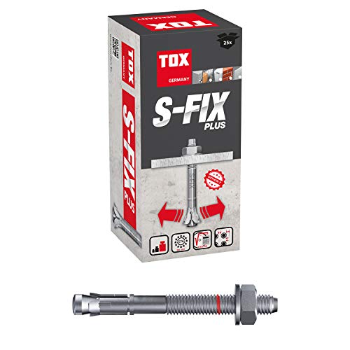 TOX Bullone Ancoraggio S-Fix Plus M12x110x18+33 mm, 25 pz, 04210131, Zincato, M 12x110x18+33mm, Set di 25 Pezzi