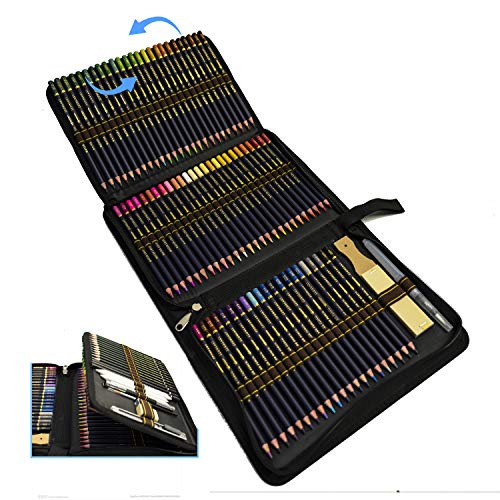 Professionali Acquerellabili Matita Set e kit per disegnare,Set da 96 pezzi di matite da disegno e per schizzi presentate con cura in un astuccio con zip per proteggere le tue matite colorate