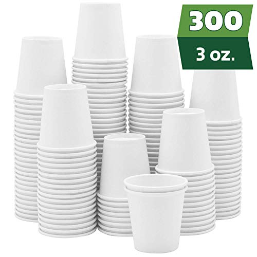 Comfy Package [300 pezzi - 100 ml - 3 oz] Bicchieri in cartoncino bianco - usa e getta - per bagno, caffè, collutorio