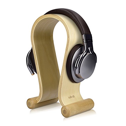 kalibri supporto porta cuffie in legno - stand porta cuffie da tavolo base universale per cuffie cablate o wireless design minimal in legno di betulla