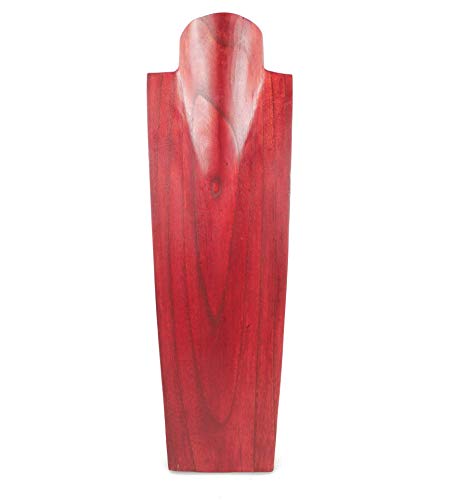 Coco Papaya - Espositore speciale per collane, lunghezza 50 cm, busto in legno massiccio, colore: Rosso