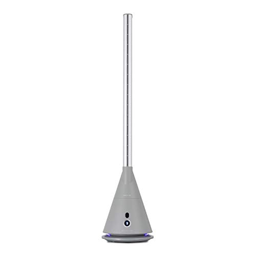 IKOHS, Cool Silence DC – Ventilatore a torre ultra silenzioso, senza pale, 9 velocità, oscillazione a 90°, programmabile, con timer e telecomando, a basso consumo, leggero, grigio