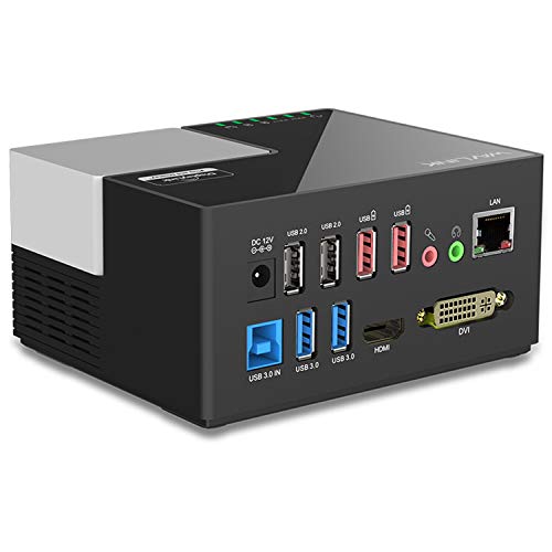 WAVLINK Docking station per USB 3.0 per notebook con doppia uscita video DVI, VGA o HDMI, Ethernet Gigabit LAN, audio, 4 porte USB 3.0, 2 porte di ricarica USB