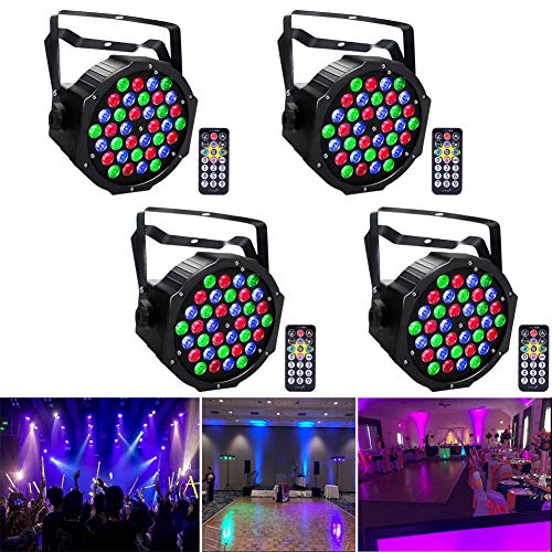 UKing Luci da Palco LED Par 72W RGB Fari da Palco con telecomando e DMX Luci da Discoteca per DJ Festa di Matrimonio Luci di Scena (4pcs)