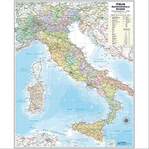 Carta geografica murale Belletti - Italia - 122x97 cm - aste in legno - M08PL/07