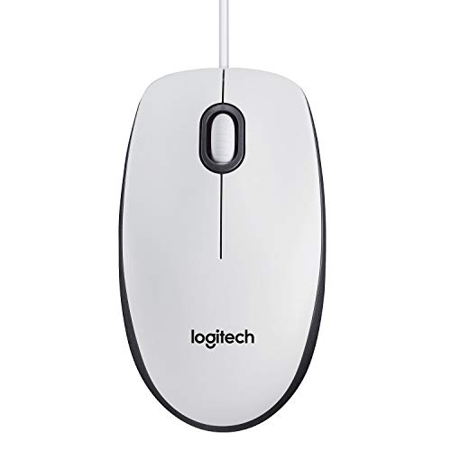 Logitech M100 Mouse USB Cablato, 3 Pulsanti, Rilevamento Ottico 1000 DPI, Mouse Ambidestro per ‎PC/Mac/Laptop, Bianco