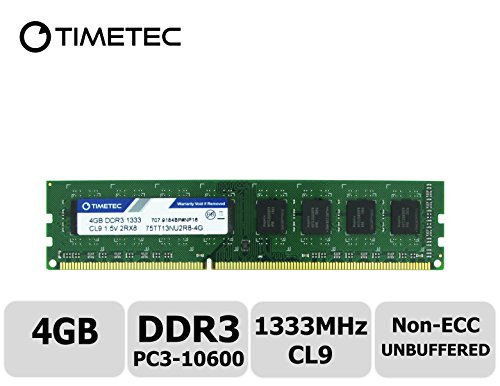Timetec Hynix IC 4GB DDR3 1333MHz PC3-10600 Unbuffered Non-ECC 1.5V CL9 2Rx8 Dual Rank 240 Pin UDIMM Desktop Memorie Module Upgrade (4GB)