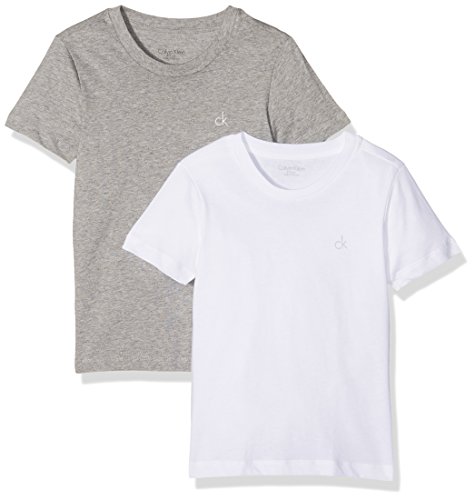 Calvin Klein SS Tee T-Shirt, Bianco (White/Grey Htr 926), 164 Centimeters (Taglia Produttore: 12-14) Bambino
