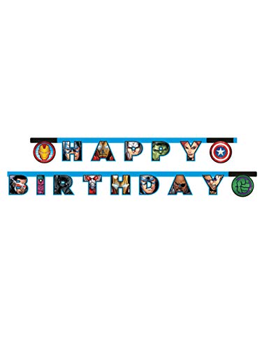 Procos- Festone snodabile Happy Birthday Avengers Mighty, Multicolore, 5PR87972