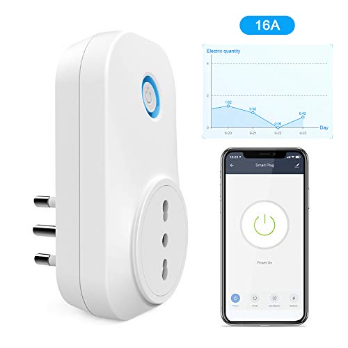 Presa Intelligente WiFi, Maxcio Presa Smart Italiana 16A Compatibile con Amazon Alexa/Google Home, Controllo Vocale, App Telecomando Remoto, Energia Monitor, Funzione di Timer e Family Share