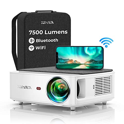 YABER Proiettore WiFi, 7500 Lumens Bluetooth Videoproiettore 1080P Proiettore Full HD Supporto 4K[Borsa per proiettore incluso]4-punti Keystone Correction&Zoom digitale Home Cinema per iOS/Android/PPT