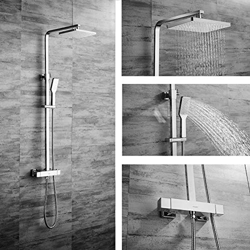 Oleah bagno miscelatore termostatico per doccia sistema doccia a parete per doccia con soffione, in nichel spazzolato e palmare doccia rubinetti