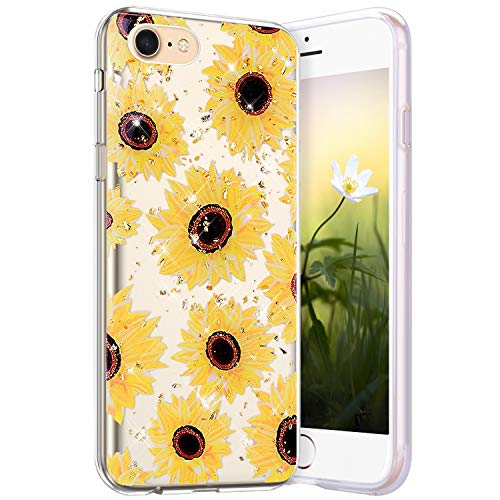 Robinsoni Cover per iPhone 8 Cover Silicone iPhone 7 Case Trasparente Custodia in Gomma Ultra Morbido Flessibile Cover Antiurto Cover Bling Elegante Case Anti-Graffio Chiaro Bumper Cover para iPhone 7