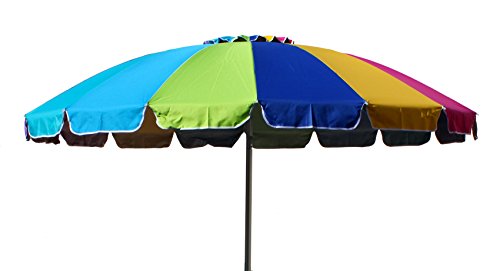 Joy Summer Ombrellone Alluminio Spiaggia Mare Giardino Arcobaleno 240 cm 16 Stecche in Fiberglass