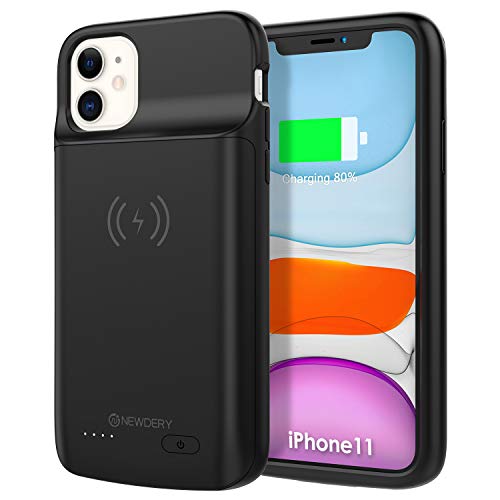 NEWDERY 5000mAh Cover Batteria per iPhone 11 Cover Ricaricabile Custodia Batteria Cover Caricabatteria Battery Case per iPhone 11 [6,1''] Cover Power Bank Backup Charger Case (per iPhone 11)