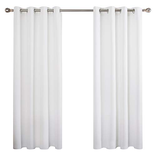 Deconovo Tende Cameretta Bambini Semi-Oscuranti Termiche Isolanti Interni con Occhielli per Camera da Letto e Soggiorno 2 Pannelli 132x183 CM Bianco