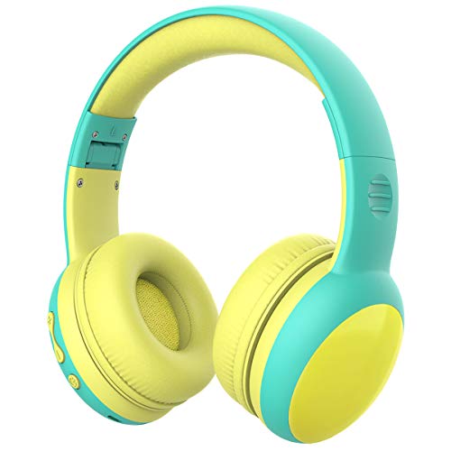Cuffie Bluetooth per Bambini, Limitatore audio a 85 dB, Bambini Cuffie Senza Fili Over Ear, Stereo Cuffie per Bambini con Microfono, Cuffie Pieghevoli per Ragazzi e Ragazze - Verde
