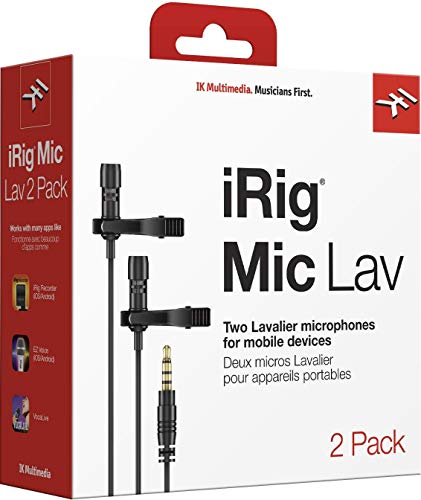 Ik Multimedia IP-IRIG-MICLAV2P-IN Irig Mic Lav Kit da 2 Microfoni Lavalier per iOS e Android, Nero/Antracite