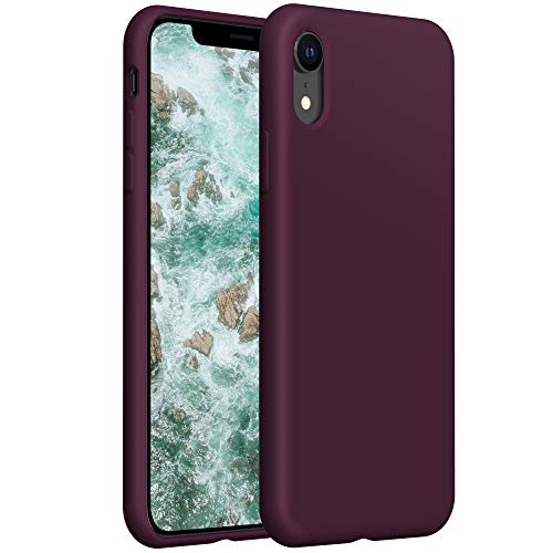 YATWIN Compatibile con Cover iPhone XR, Custodia per iPhone XR Silicone Liquido, Protezione Completa del Corpo con Fodera in Microfibra, Compatibile con iPhone XR 6,1'', Vino Rosso Scuro