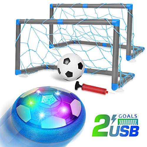 Auney Porta da Calcio per Bambini, Pallone Calcio Air Power Soccer con Calcio Obiettivo, LED Giocattoli Sportivi Toys per Bambini
