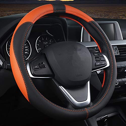 Pahajim Coprivolante per Auto Volante Fashion Pelle Microfibra 38cm, Protezione Antiscivolo Traspirante per Auto(arancione nero)