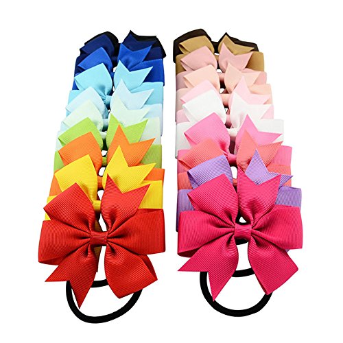 20 colori alta qualità Boutique Ribbon Bow con capelli elastici cute Pinwheel accessori per capelli per bambine