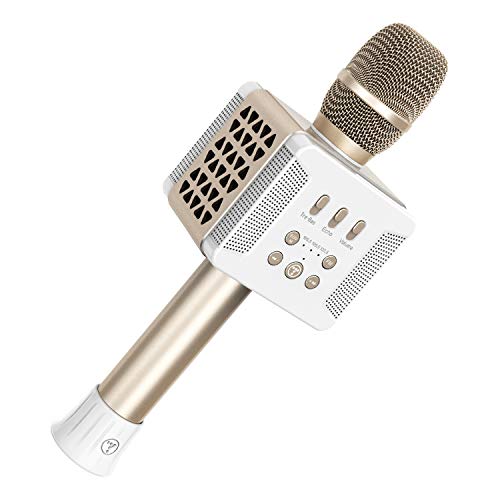 TOSING 016 Wireless Karaoke microfoni Bluetooth Speaker KTV lettore portatile Mini casa KTV musica suonando e cantando Sistema Macchina per iPhone/Android Smartphone/Tablet (Champagne gold)