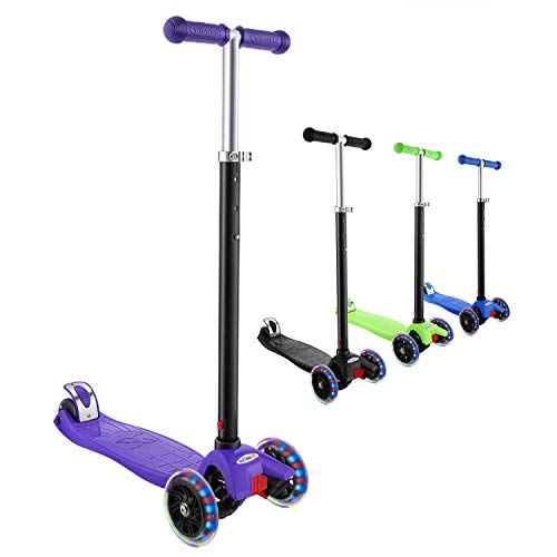 Hikole Monopattino per Bambini 3 Ruote Kick Scooter da 3 a 12 Anni Monopattino Pieghevole Regolabile per Ragazze e Ragazzi, Carico Massimo 110lb