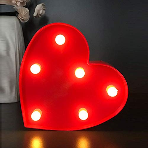 Yuna Lettere Luminose LED Lettere Decorative a LED Lettere dell'alfabeto Bianco (Cuore Rosso)