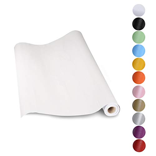 KINLO Adesivi carta per mobili 0.6M*5M(1 Rotolo) Bianco Nessuna colla PVC Impermeabile Adesivi mobili rinnovato mobili da cucina autoadesivo wall sticker per guardaroba