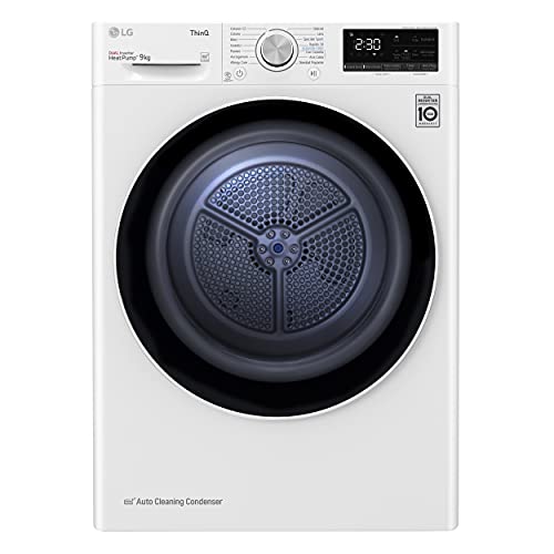 LG RH90V5AV5N Asciugatrice Smart a Carica Frontale 9 Kg, Classe A++, Condensazione con Pompa di Calore, Wi-Fi con SmartThinQ, Eco Hybrid, Allergy Care, 60 x 69 x 85 cm - Bianco