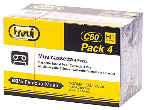 Trevi C60 HR Audiocassette vergini da 60 minuti (30 min per lato) - Confezione da 4 musicassette 0C60P4