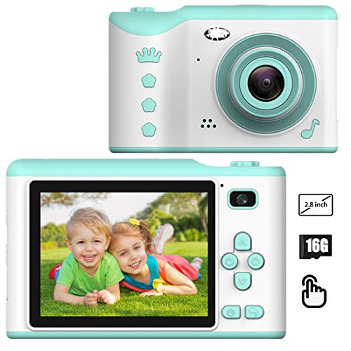 PTHTECHUS Digitale Fotocamera Bambini con 16G TF Carta, 1080P HD Funzione Video, 4400 immagini/80min Video, Funzione Selfie, Mini Ricaricabile Fotocamera Digitale, Regali per Ragazzo Ragazza (Blu)
