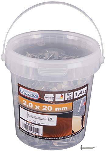 Connex - Chiodi per cartone catramato, 2 x 20 mm, zincato, in secchiello da 1,4 kg