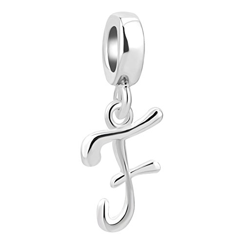 Uniqueen, ciondolo, a forma di lettera dell’alfabeto, in argento, compatibile con braccialetti in stile europeo e Argento, cod. UQ_DPC_MYSS906