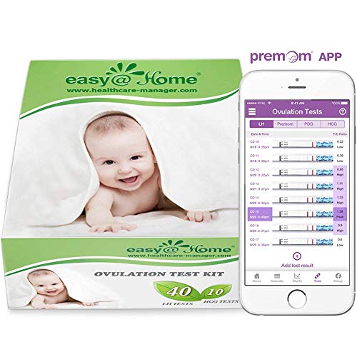Easy@Home 40 Test Ovulazione + 10 Test Gravidanza, Accuratezza Oltre il 99.8%-–Alimentata da gratuita Italiana APP Premom( iOS & Android ), 40 LH+10 HCG