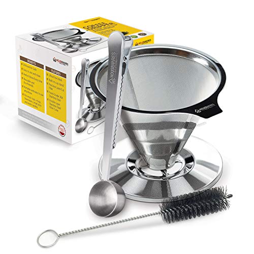 Housewares Solutions - Dripper gocciolatore per caffè, in acciaio inossidabile, compreso un cucchiaio porzionatore con molletta incorporata