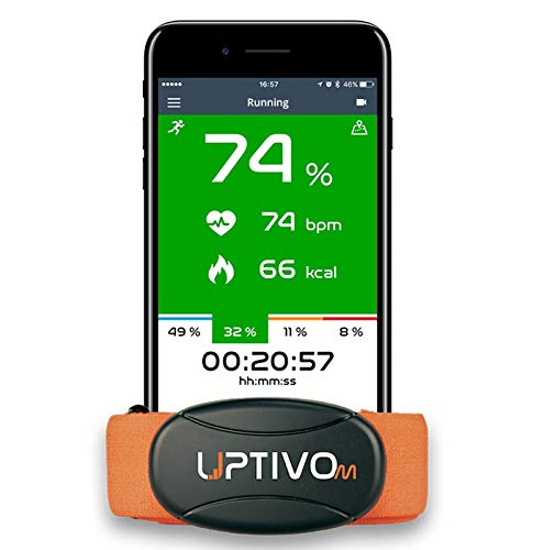 UPTIVO Belt - Fascia Cardio con Tripla Trasmissione Bluetooth Smart, ANT+ e 5kHz. Compatibile con iPhone, Android, attrezzature cardio da palestra e home fitness, orologi GPS che supportano ANT+