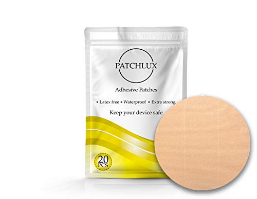 Patchlux - Toppe adesive impermeabili per protezione dei sensori CGM, compatibili con Freestyle Libre, Medtronic Guardian, Enlite, colore beige, senza foro, 20 cerotti CGM