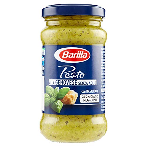 Barilla Sugo Pesto alla Genovese senza Aglio con Basilico Fresco Italiano e Parmigiano Reggiano DOP, Senza Glutine - 190 g