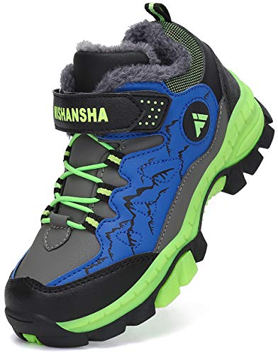 Mishansha Ragazzi Scarpone Trekking Scarponi da Montagna Ragazze Antiscivolo Scarpa da Escursionismo Bambini Scarpe Neve Blu Gr.38