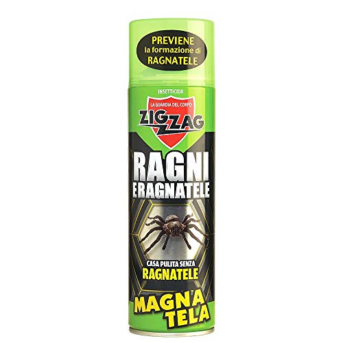 ZigZag Ebano Magna Tela Spray 500ml Insetticida per ragni e ragnatele Impedisce la formazione ed elimina quelle esistenti. Utilizzato da ristoranti, pub, casa, ufficio e per chi ha la fobia dei ragni