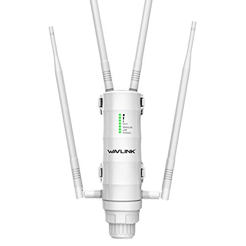 Ripetitore WiFi da Esterno AC1200 è Amplificatore Range Extender Wireless Dual Band per Giardino e Piscina, con 4 antenne, Impermeabile, Alimentazione Poe e Porte LAN Gigabit per Giardino E Piscina