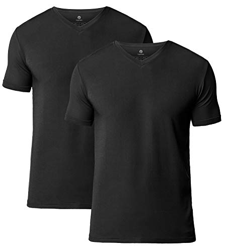 LAPASA T-Shirt Uomo Pacco da 2 in Micromodal –Pura SOFFICITA’- Intima Regular Fit Collo V Maglietta a Manica Corta M08 (XL, Nero 2)