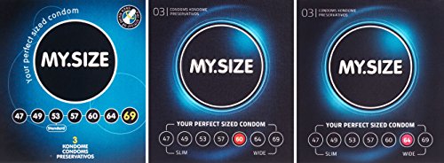 My.Size Lot de 3 boÃ®tes de prÃ©servatifs taille 3 x 3 piÃ¨ces - 60, 64, 69mm (un total de 9 prÃ©servatifs)