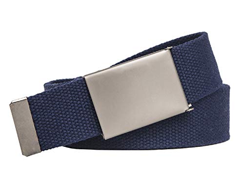 shenky - Cintura in tessuto - 4 cm x 160 cm - XXL - da accorciare - blu, fibbia grossa - 160 cm