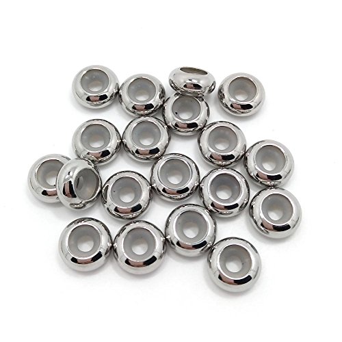 Perline stopper 20 pezzi in acciaio INOX con inserto in gomma siliconica stopper Beads Fit bracciale e collana