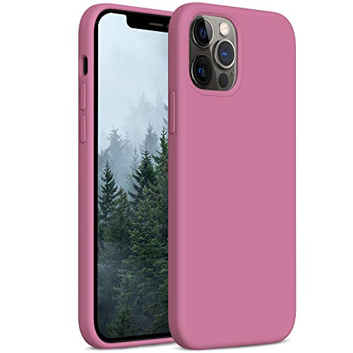 YATWIN Compatibile con iPhone 12 Cover 6,1'', Compatibile con iPhone 12 PRO Cover Silicone Liquido, Protezione Completa del Corpo con Fodera in Microfibra, Ribes Nero